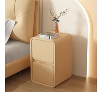 Mesita de noche de madera maciza beige con dos cajones de almacenamiento, mesita de noche pequeña para dormitorio y sala de estar, mesa auxiliar silenciosa (13.8 pulgadas), perfecta para nization