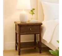 Mesita De Noche De Madera Maciza Con 1 Cajón y 1 Estante Abierto, Diseño Tallado En Bambú, Almacenamiento Funcional, Mesa Auxiliar, Adecuada Para Dormitorio y Sala, Marrón, 45.00x36.00x60.00 cm