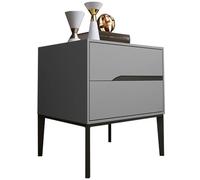 Mesita de noche de madera maciza con cajón, patas de metal resistentes para una mayor estabilidad, perfecta para almacenamiento de dormitorio o sala de estar