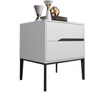 Mesita de noche de madera maciza con cajón, patas de metal resistentes para una mayor estabilidad, perfecta para almacenamiento de dormitorio o sala de estar