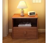 Mesita de noche de madera maciza con cajón y estante, solución de almacenamiento que ahorra espacio para dormitorio, sala de estar y oficina