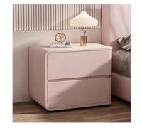 Mesita De Noche De Madera Maciza con Cajones,Mesita De Noche Modernas con Revestimiento De Cuero de Microfibra,Mesita De Noche Sencilla Auxiliar para Dormitorio(Size:Izquierda,Color:Rosa)