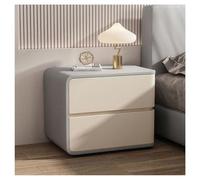 Mesita De Noche De Madera Maciza con Cajones,Mesita De Noche Modernas con Revestimiento De Cuero de Microfibra,Mesita De Noche Sencilla Auxiliar para Dormitorio(Size:Izquierda,Color:Gris Claro-Blanco)