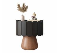 Mesita de Noche de Madera Maciza con diseño sin Tiradores para Ahorrar Espacio, Estilo contemporáneo, con un cajón, Ideal para Salones, dormitorios y Zonas de sofá(Black-Brown,Large)