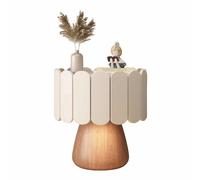 Mesita de Noche de Madera Maciza con diseño sin Tiradores para Ahorrar Espacio, Estilo contemporáneo, con un cajón, Ideal para Salones, dormitorios y Zonas de sofá(White-Brown,Small)