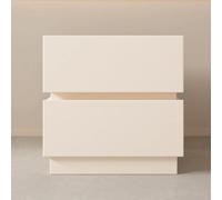 Mesita de Noche de Madera Maciza con Dos cajones, diseño sin Tiradores. Construcción de pie para un Uso Decorativo y organizativo versátil(White,(16x16x20in))