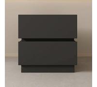 Mesita de Noche de Madera Maciza con Dos cajones, diseño sin Tiradores. Construcción de pie para un Uso Decorativo y organizativo versátil(Black,(14x16x20in))
