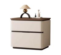 Mesita de noche de madera maciza con esquinas redondeadas, diseño moderno para una fácil limpieza y ahorro de espacio de almacenamiento