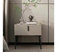 Mesita de noche de madera maciza de diseño nórdico con parte superior de mármol de pizarra ligera de lujo, muebles de dormitorio elegantes para hogares modernos, mesita de noche perfecta para