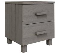 Mesita de noche de madera maciza de pino y tablero de fibra de densidad media, moderna y duradera, ideal para dormitorios y apartamentos pequeños, gris claro, 40 x 35 x 44,5 cm