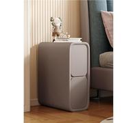 Mesita de noche de madera maciza, diseño moderno ultra estrecho con 2 cajones para almacenamiento de dormitorio, mesita de noche que ahorra espacio