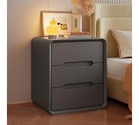 Mesita De Noche De Madera Maciza Estilo Crema Con Tres Cajones, Moderna Simple Multifuncional Silenciosa De Cuero, Adecuada Para La Mesita De Noche Del Dormitorio(C,40*45*55cm/15.7x17.7x21.6in)