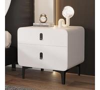 Mesita de noche de madera maciza, mesita de noche moderna, mesita de noche de 19'' con 2 cajones de almacenamiento y patas de gabinete de acero al carbono, mueble de almacenamiento auxiliar