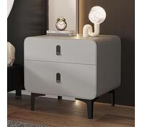 Mesita de noche de madera maciza, mesita de noche moderna, mesita de noche de 19'' con 2 cajones de almacenamiento y patas de gabinete de acero al carbono, mueble de almacenamiento auxiliar