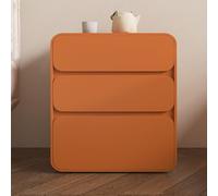 Mesita de noche de madera maciza moderna de cuero con 3 cajones, mesita de noche, armario de almacenamiento de pie, no requiere montaje