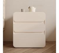 Mesita de noche de madera maciza moderna de cuero con 3 cajones, mesita de noche, armario de almacenamiento de pie, no requiere montaje