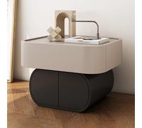 Mesita de noche de madera maciza, moderna mesita de noche irregular con 2 cajones push-to-pop, totalmente ensamblada, mesas auxiliares, gabinete de almacenamiento con correderas silenciosas