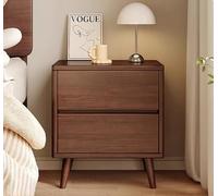 Mesita de noche de madera maciza, moderna y minimalista, alta y estrecha, organizador de 3 niveles (madera natural oscura)