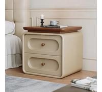 Mesita De Noche De Madera Maciza,mueble Auxiliar For El Dormitorio,gran Capacidad De Almacenamiento,fácil De Limpiar,no Requiere Montaje,apta For Dormitorios Y Salones(Dark Brown+Khaki,50cm/19.6in)