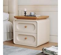 Mesita De Noche De Madera Maciza,mueble Auxiliar For El Dormitorio,gran Capacidad De Almacenamiento,fácil De Limpiar,no Requiere Montaje,apta For Dormitorios Y Salones(Light Brown+Beige,40cm/15.7in)