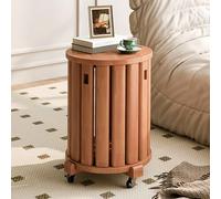 Mesita de noche de madera maciza y taburetes redondos apilables, juego de mesa auxiliar compacta de 4 piezas para un fácil almacenamiento en sala de estar, dormitorio y entrada