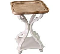 Mesita de noche de madera, mesa auxiliar de madera con pedestal de madera para sala de estar o dormitorio (color blanco)