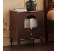 Mesita De Noche De Madera, Mesas Auxiliares For Dormitorio con Puertas De Gabinete Que Se Abren hacia Arriba Y Vidrio Templado, Patas De Gabinete Aumentadas For Libros, Plantas En Macetas