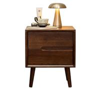 Mesita de noche de madera moderna de mediados de siglo con 2 cajones para dormitorio, sala de estar, oficina