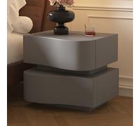 Mesita de noche de madera, moderna mesita de noche con 2 cajones y tiradores invisibles, totalmente ensamblada, mesa auxiliar grande de mediados de siglo para dormitorio, sala de estar, ofic