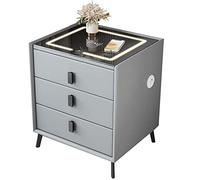 Mesita De Noche De Madera Muebles De Dormitorio Mesita De Noche Inteligente con Carga Inalámbrica USB Y Luces Led, Tres Cajones, para Dormitorio Y Sala De Estar/Luz /40 * 40 * 59 Cm Warm as ever