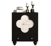 Mesita de Noche de Madera Negra de Estilo Vintage, Mesa Auxiliar Moderna con cajón, Adecuada for múltiples entornos, Incluyendo Salones, dormitorios y Estudios(50cm(19.7inch))