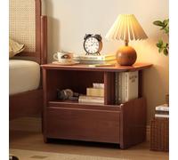 Mesita de noche de madera oscura, mesa auxiliar rectangular retro con almacenamiento, mesa auxiliar totalmente montada para dormitorio, sala de estar, oficina, mesa versátil para teléfono