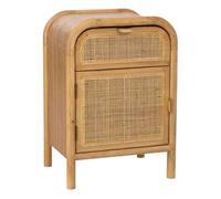 Mesita de noche de madera y ratán marrón 45x35x66h cm