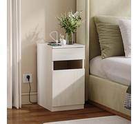 Mesita de Noche de MDF con Carga, Dormitorio, Madera Clara, 33x40x61.5cm