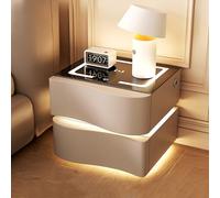 Mesita de noche de pared con estadística de carga, luz LED y Ders para dormitorio, diseño moderno, ahorro de espacio, piel Slish Sto