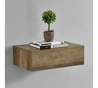 Mesita de noche de pared con un cajón - Apariencia de madera - 46x30x15cm