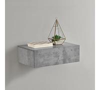 Mesita de noche de pared con un cajón - Efecto hormigón - 46x30x15cm
