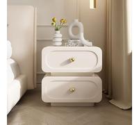 Mesita de noche de piel sintética, mesita de noche minimalista con 2 cajones, marco de madera maciza, no requiere montaje para dormitorio, oficina, sala de estar