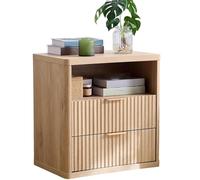 Mesita De Noche De Ratán Estilo Bohemio De 23 Pulgadas con Cajón, Mesita De Noche De Madera Natural Y Almacenamiento Abierto, Mesa Auxiliar Elegante para La 2dbt-Natural