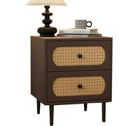 Mesita de Noche de ratán for salón y Dormitorio con Dos Grandes cajones de Almacenamiento, Ideal for dormitorios y Salones, con un Estilo Sencillo y Vintage.(C,45cm(17.71in))