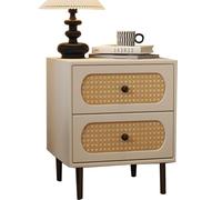Mesita de Noche de ratán for salón y Dormitorio con Dos Grandes cajones de Almacenamiento, Ideal for dormitorios y Salones, con un Estilo Sencillo y Vintage.(B,50cm(19.68in))