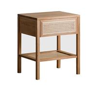 Mesita De Noche De Ratán, Juego De 2 Mesitas De Noche De Estilo Rústico, Mesita De Noche De Madera con Cajones, Mesita De Noche para Dormitorios, Espacios Pequeños, Madera