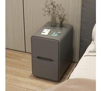 Mesita de noche delgada con 2 cajones, asa oculta, diseño que ahorra espacio para dormitorios pequeños, salas de estar, oficinas en casa, gris oscuro, 30 x 40 x 48 cm