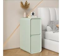 Mesita de noche delgada con cajones de madera maciza, 2 cajones, diseño de clip, para dormitorio y sala de estar, color verde menta, tamaño: 20 x 40 x 50 cm