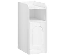 Mesita de noche delgada con una sola puerta de gabinete, un compartimento abierto, una puerta reversible y diseñada para , para el dormitorio o de estar