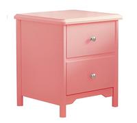 Mesita de noche delgada de madera con 2 cajones, mesita de noche compacta para espacios pequeños, diseño simple para dormitorio y sala de estar (rosa, 30 cm)