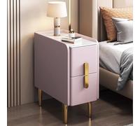 Mesita de noche delgada para espacios pequeños, mesita de noche estrecha, acabado minimalista moderno de piel sintética y patas de metal, armario de almacenamiento que ahorra espacio para dormitorio