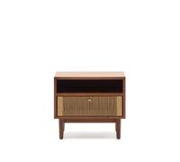 Mesita de noche Elan en chapa y madera maciza en cuerda de nogal 51x45cm FSC Mix Crédito