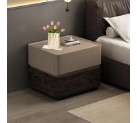 Mesita de noche envuelta en cuero, mesa auxiliar de madera maciza con 2 cajones, no requiere instalación, mesita de noche para dormitorio/sala de estar