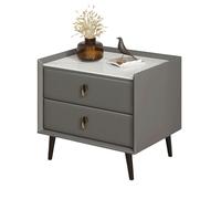 Mesita de noche escandinava de madera con 2 cajones para espacios pequeños, moderna mesita de noche para dormitorio, sala de estar, oficina en casa, mesa auxiliar gris pizarra para entrada